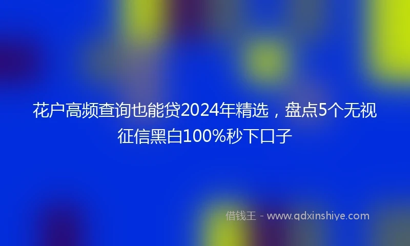 花户高频查询也能贷2024年精选，盘点5个无视征信黑白100%秒下口子