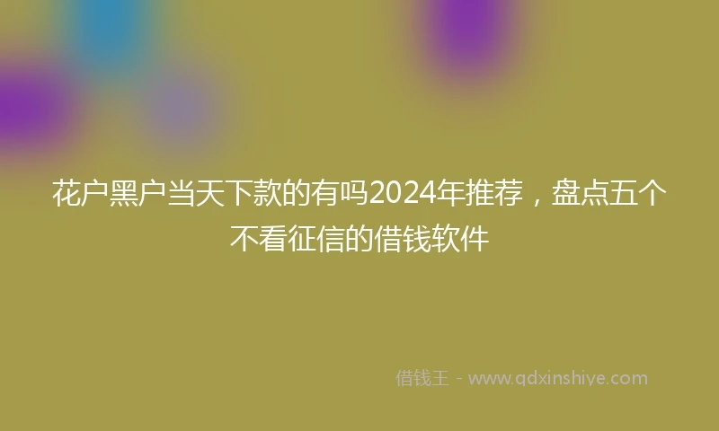花户黑户当天下款的有吗2024年推荐，盘点五个不看征信的借钱软件
