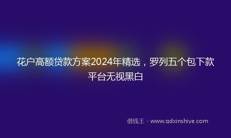 花户高额贷款方案2024年精选，罗列五个包下款平台无视黑白