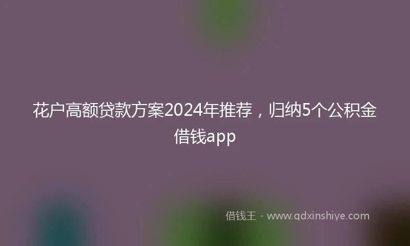 花户高额贷款方案2024年推荐，归纳5个公积金借钱app