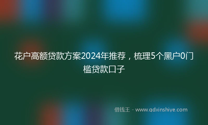 花户高额贷款方案2024年推荐，梳理5个黑户0门槛贷款口子