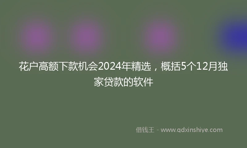 花户高额下款机会2024年精选，概括5个12月独家贷款的软件