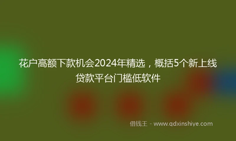 花户高额下款机会2024年精选，概括5个新上线贷款平台门槛低软件