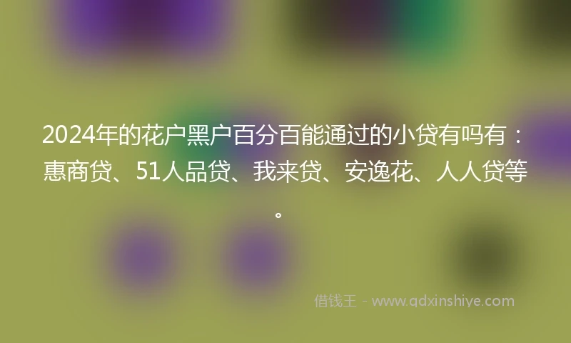 2024年的花户黑户百分百能通过的小贷有吗有：惠商贷、51人品贷、我来贷、安逸花、人人贷等。