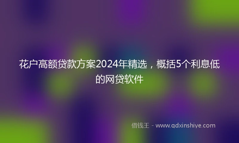 花户高额贷款方案2024年精选，概括5个利息低的网贷软件