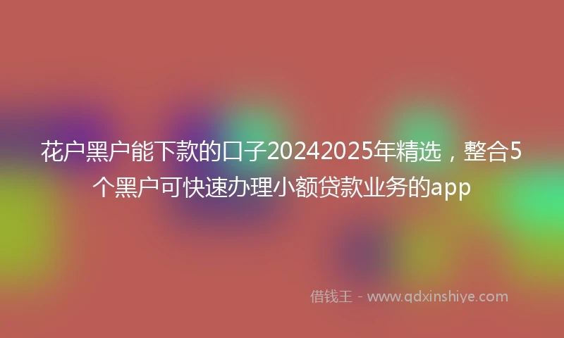 花户黑户能下款的口子20242025年精选，整合5个黑户可快速办理小额贷款业务的app