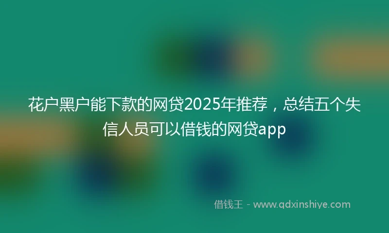 花户黑户能下款的网贷2025年推荐，总结五个失信人员可以借钱的网贷app