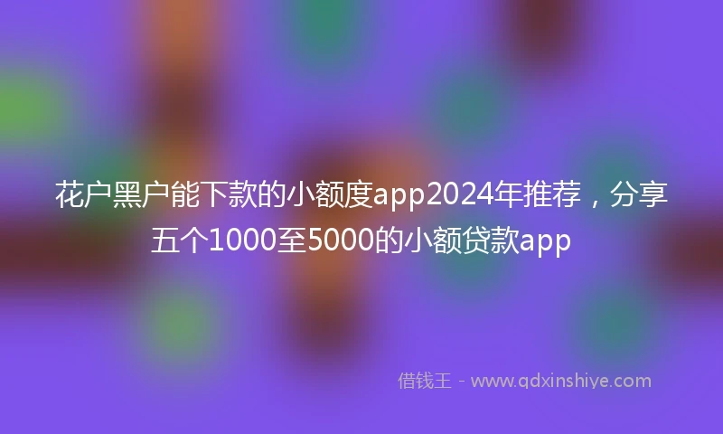 花户黑户能下款的小额度app2024年推荐，分享五个1000至5000的小额贷款app