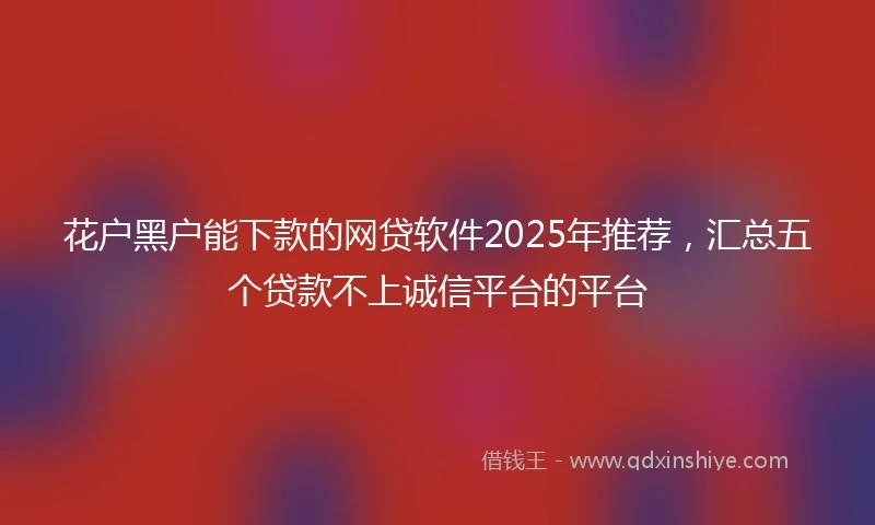 花户黑户能下款的网贷软件2025年推荐，汇总五个贷款不上诚信平台的平台