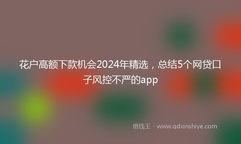花户高额下款机会2024年精选，总结5个网贷口子风控不严的app