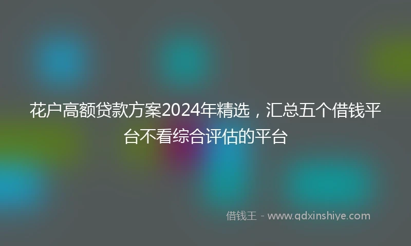 花户高额贷款方案2024年精选，汇总五个借钱平台不看综合评估的平台