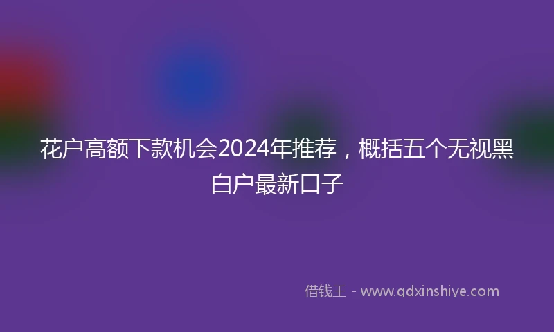 花户高额下款机会2024年推荐，概括五个无视黑白户最新口子
