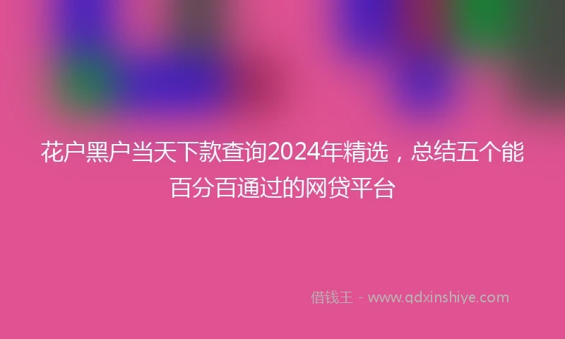 花户黑户当天下款查询2024年精选，总结五个能百分百通过的网贷平台