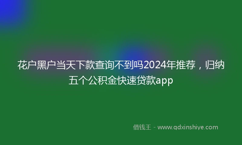 花户黑户当天下款查询不到吗2024年推荐，归纳五个公积金快速贷款app