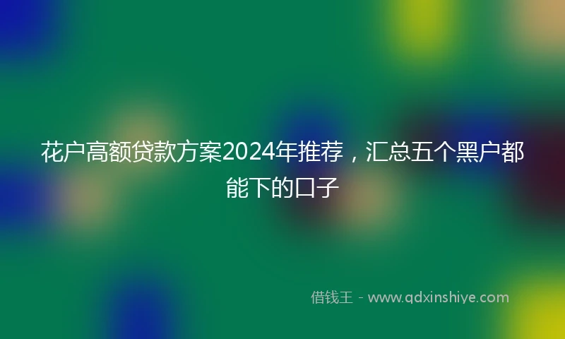 花户高额贷款方案2024年推荐，汇总五个黑户都能下的口子