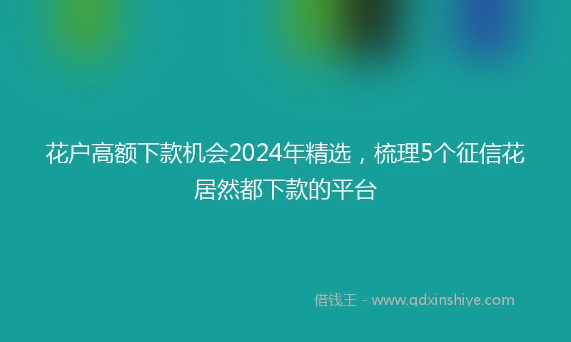花户高额下款机会2024年精选，梳理5个征信花居然都下款的平台