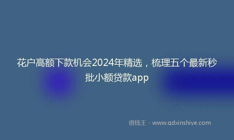 花户高额下款机会2024年精选，梳理五个最新秒批小额贷款app