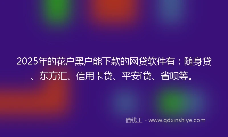 2025年的花户黑户能下款的网贷软件有：随身贷、东方汇、信用卡贷、平安i贷、省呗等。