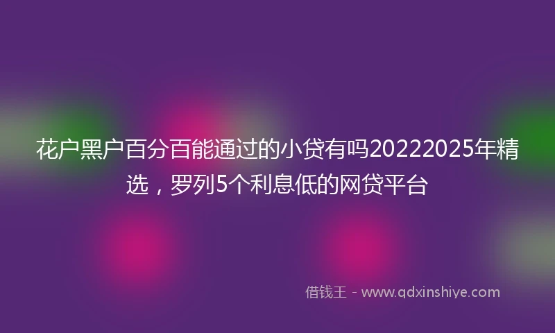 花户黑户百分百能通过的小贷有吗20222025年精选，罗列5个利息低的网贷平台