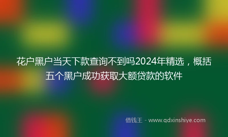 花户黑户当天下款查询不到吗2024年精选，概括五个黑户成功获取大额贷款的软件