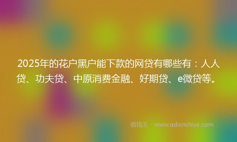 2025年的花户黑户能下款的网贷有哪些有：人人贷、功夫贷、中原消费金融、好期贷、e微贷等。