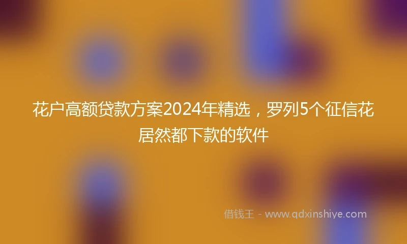 花户高额贷款方案2024年精选，罗列5个征信花居然都下款的软件