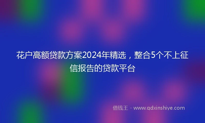 花户高额贷款方案2024年精选，整合5个不上征信报告的贷款平台