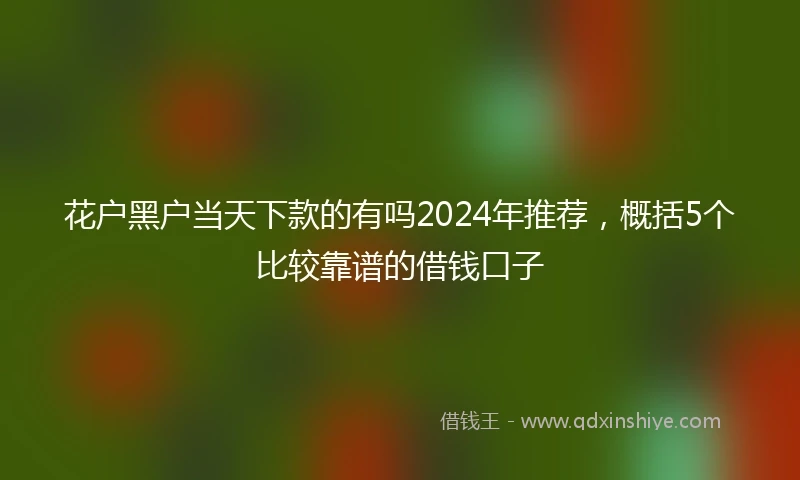 花户黑户当天下款的有吗2024年推荐，概括5个比较靠谱的借钱口子
