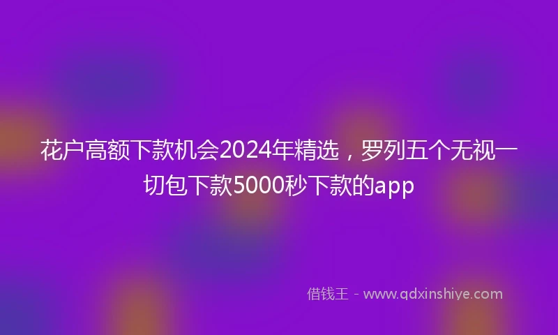 花户高额下款机会2024年精选，罗列五个无视一切包下款5000秒下款的app