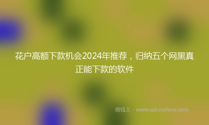 花户高额下款机会2024年推荐，归纳五个网黑真正能下款的软件