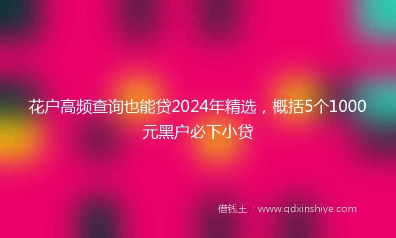 花户高频查询也能贷2024年精选，概括5个1000元黑户必下小贷