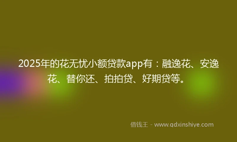 2025年的花无忧小额贷款app有：融逸花、安逸花、替你还、拍拍贷、好期贷等。