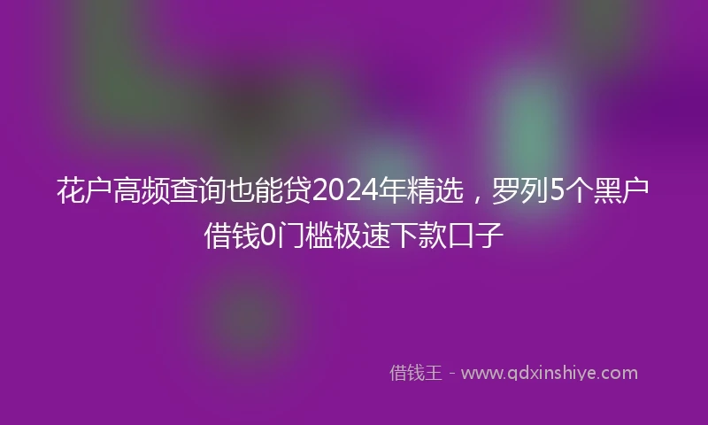 花户高频查询也能贷2024年精选，罗列5个黑户借钱0门槛极速下款口子
