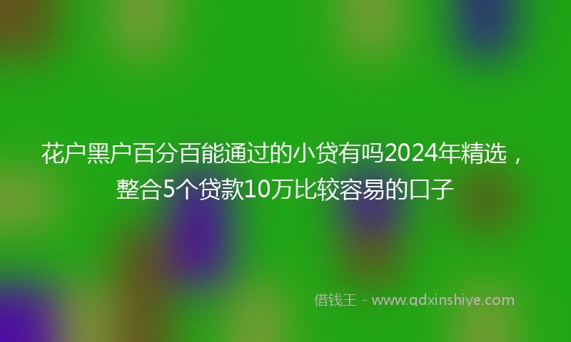 花户黑户百分百能通过的小贷有吗2024年精选，整合5个贷款10万比较容易的口子