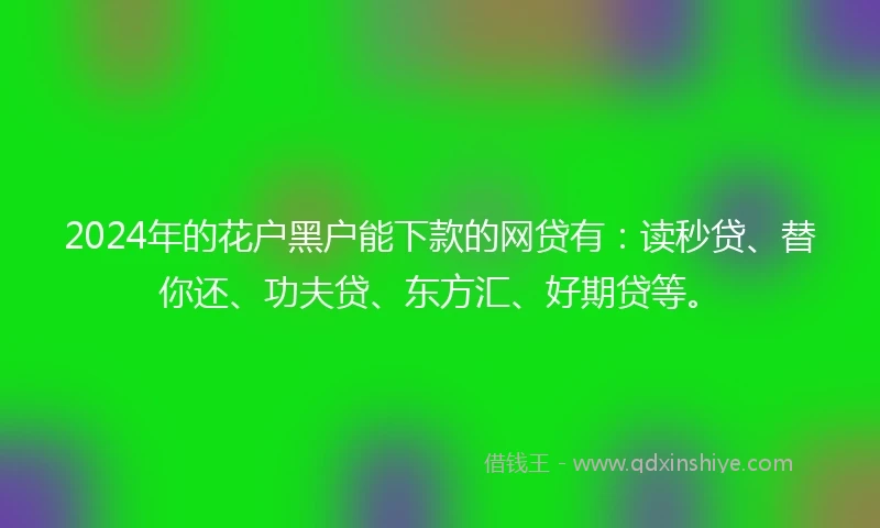 2024年的花户黑户能下款的网贷有：读秒贷、替你还、功夫贷、东方汇、好期贷等。