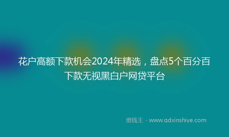 花户高额下款机会2024年精选，盘点5个百分百下款无视黑白户网贷平台
