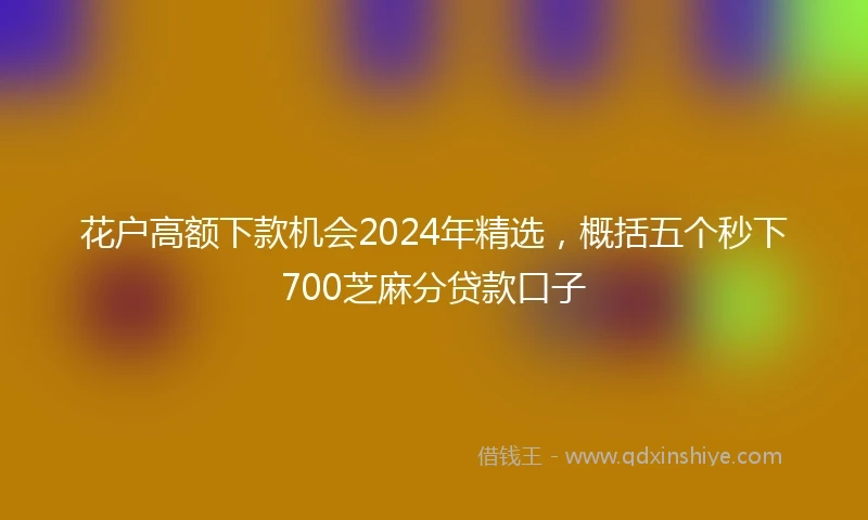 花户高额下款机会2024年精选，概括五个秒下700芝麻分贷款口子
