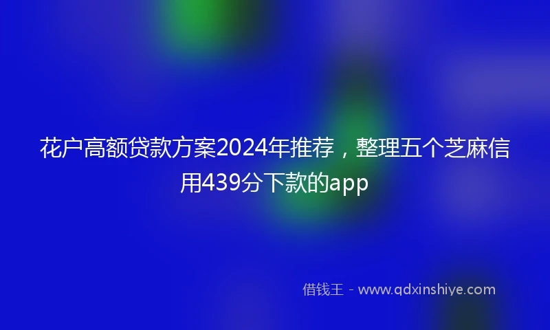 花户高额贷款方案2024年推荐，整理五个芝麻信用439分下款的app