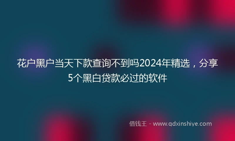 花户黑户当天下款查询不到吗2024年精选，分享5个黑白贷款必过的软件