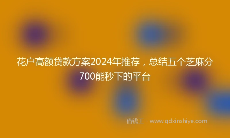 花户高额贷款方案2024年推荐，总结五个芝麻分700能秒下的平台