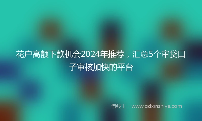 花户高额下款机会2024年推荐，汇总5个审贷口子审核加快的平台