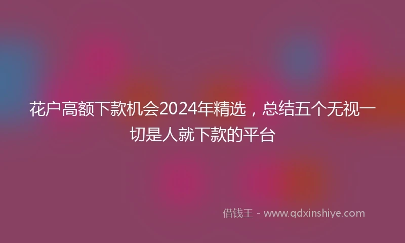 花户高额下款机会2024年精选，总结五个无视一切是人就下款的平台
