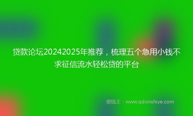 贷款论坛20242025年推荐，梳理五个急用小钱不求征信流水轻松贷的平台
