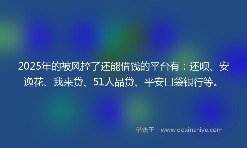 2025年的被风控了还能借钱的平台有：还呗、安逸花、我来贷、51人品贷、平安口袋银行等。