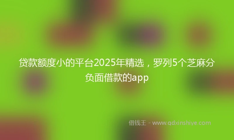 贷款额度小的平台2025年精选，罗列5个芝麻分负面借款的app