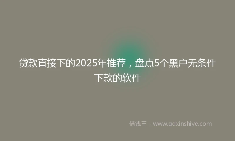 贷款直接下的2025年推荐，盘点5个黑户无条件下款的软件