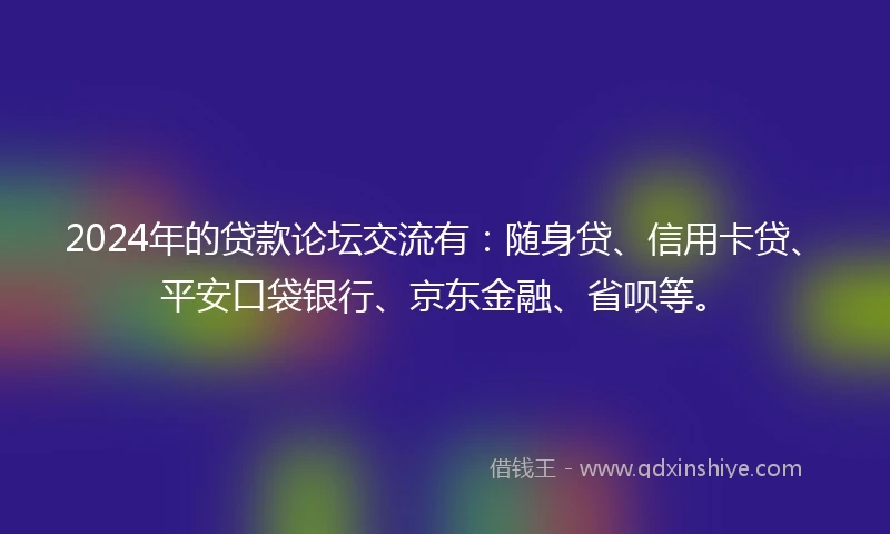 2024年的贷款论坛交流有：随身贷、信用卡贷、平安口袋银行、京东金融、省呗等。