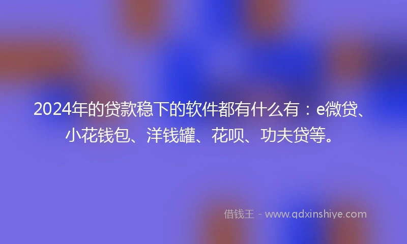 2024年的贷款稳下的软件都有什么有：e微贷、小花钱包、洋钱罐、花呗、功夫贷等。