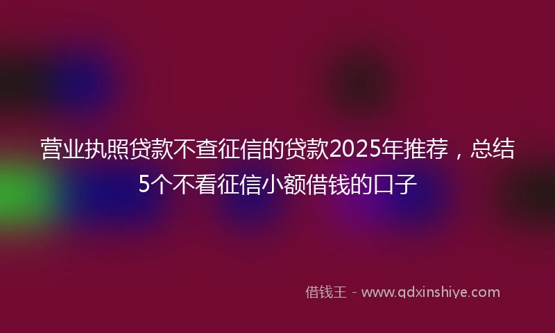 营业执照贷款不查征信的贷款2025年推荐，总结5个不看征信小额借钱的口子