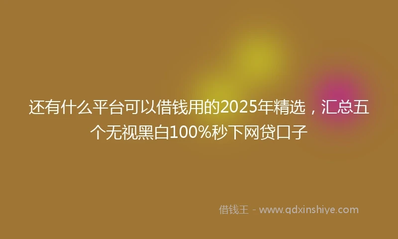 还有什么平台可以借钱用的2025年精选，汇总五个无视黑白100%秒下网贷口子